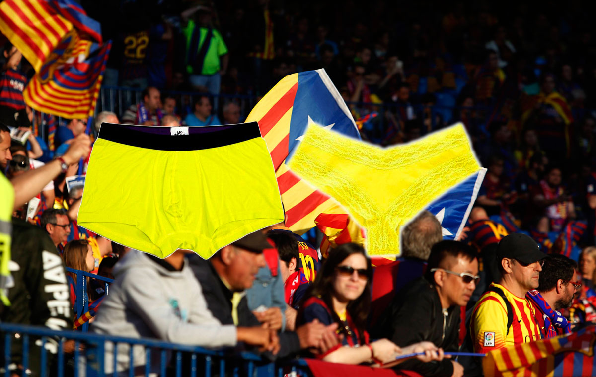 Ropa interior amarilla que promociona la propuesta independentista para la final de la Copa del Rey