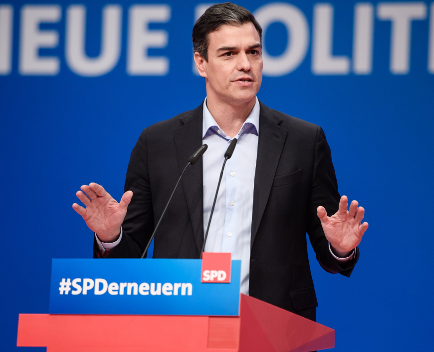 Pedro Sánchez durante el Congreso del SPD en Wiesbaden.