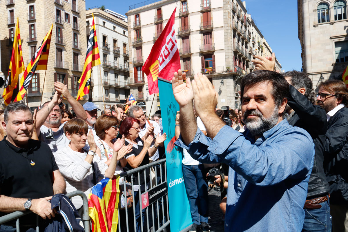El expresidente de la ANC Jordi Sánchez, en una manifestación en septiembre