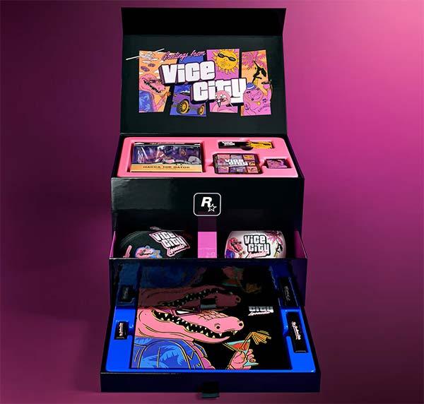 Contenidos de la caja GTA VI The Goodtime State Vice City Collection Contenidos de la caja GTA VI The Goodtime State Vice City Collection