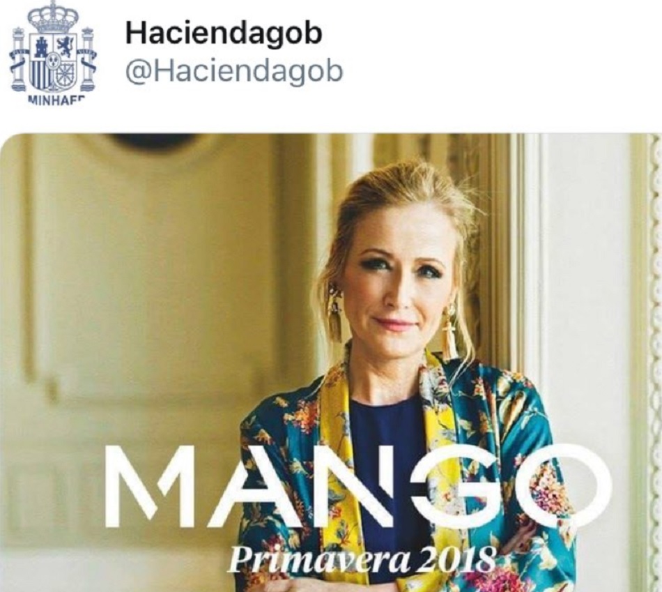 Montaje de Cristina Cifuentes como modelo de MANGO