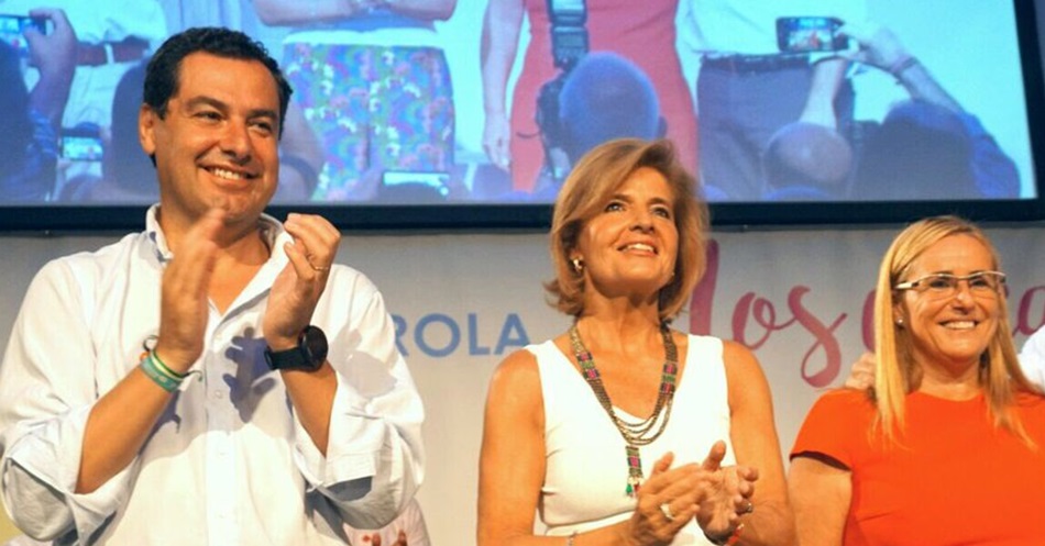 Moreno Bonilla, Esperanza Oña y la actual alcaldesa, Ana Mula. Twitter PP Andaluz