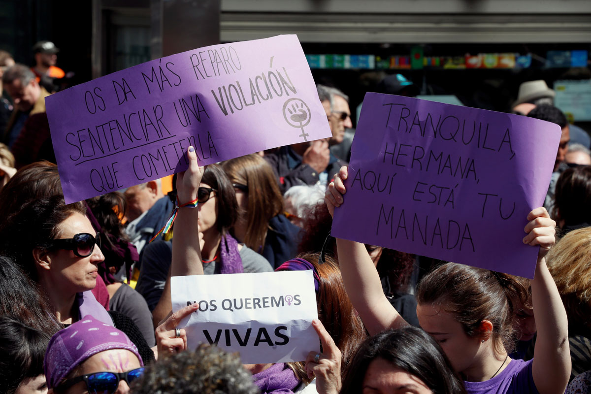 Concentración feminista contra el fallo judicial de La Manada. 