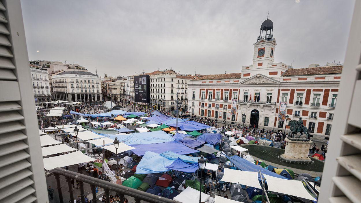 Acampada por la vivienda en la Puerta del Sol. EP