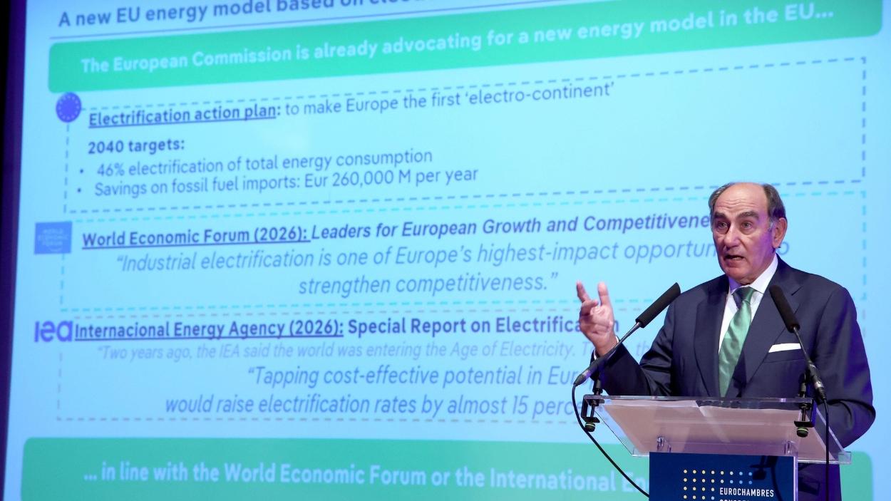 El presidente ejecutivo de Iberdrola, Ignacio Galán, en el Eurochambres Congress 2026 celebrado en Valencia. Imagen cedida.