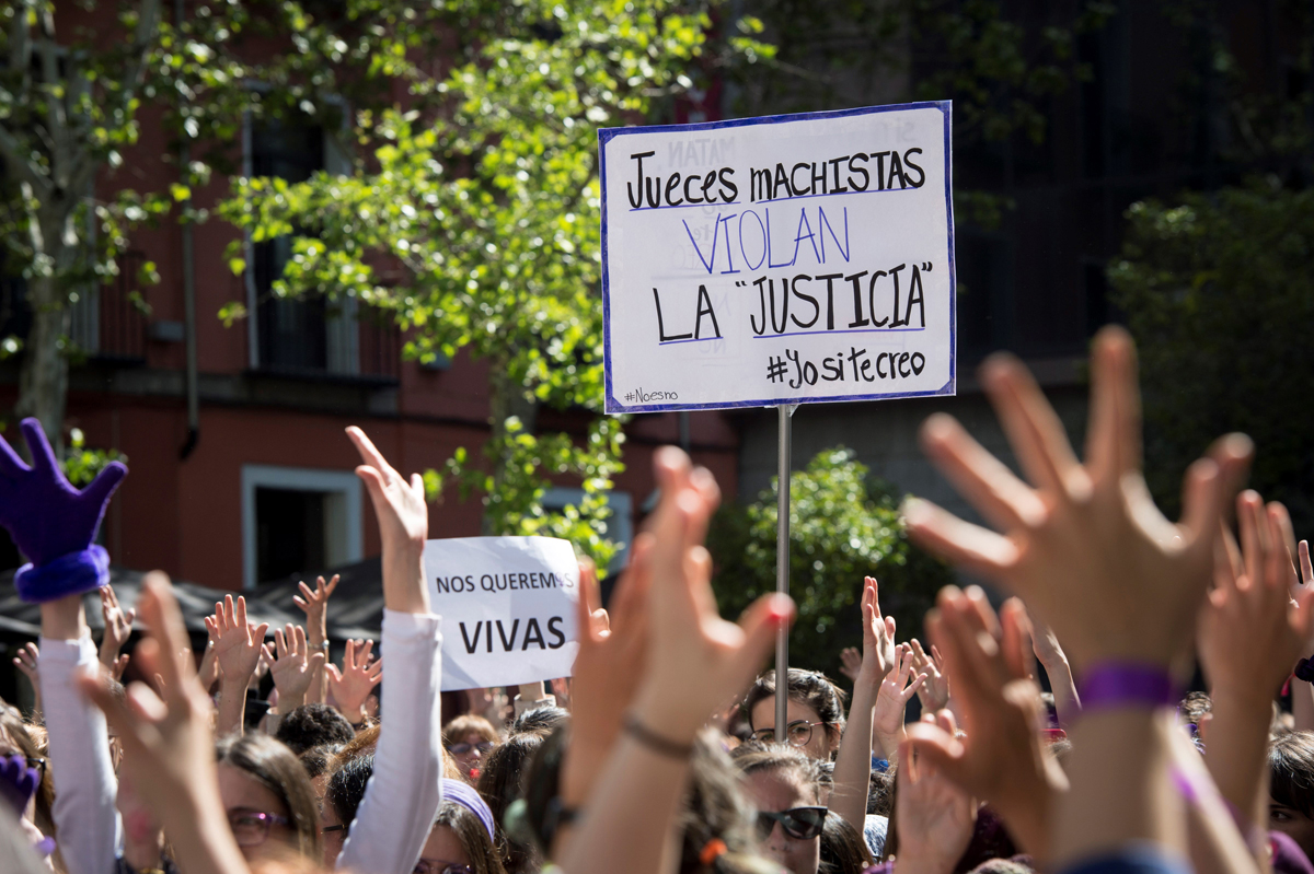 Concentración feminista contra el fallo judicial de La Manada en la Puerta del Sol. EP