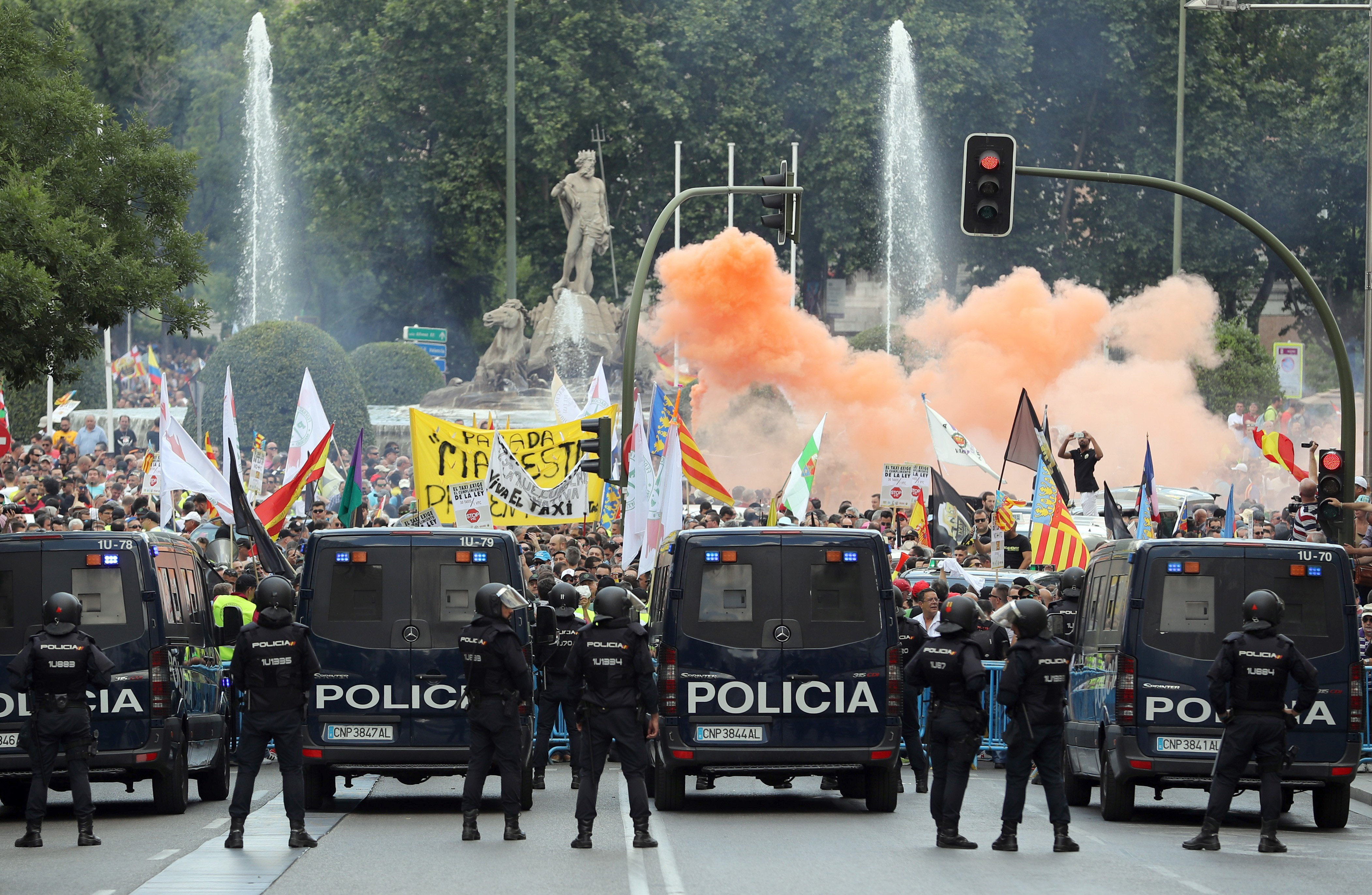 Manifestación del sector del taxi en Madrid