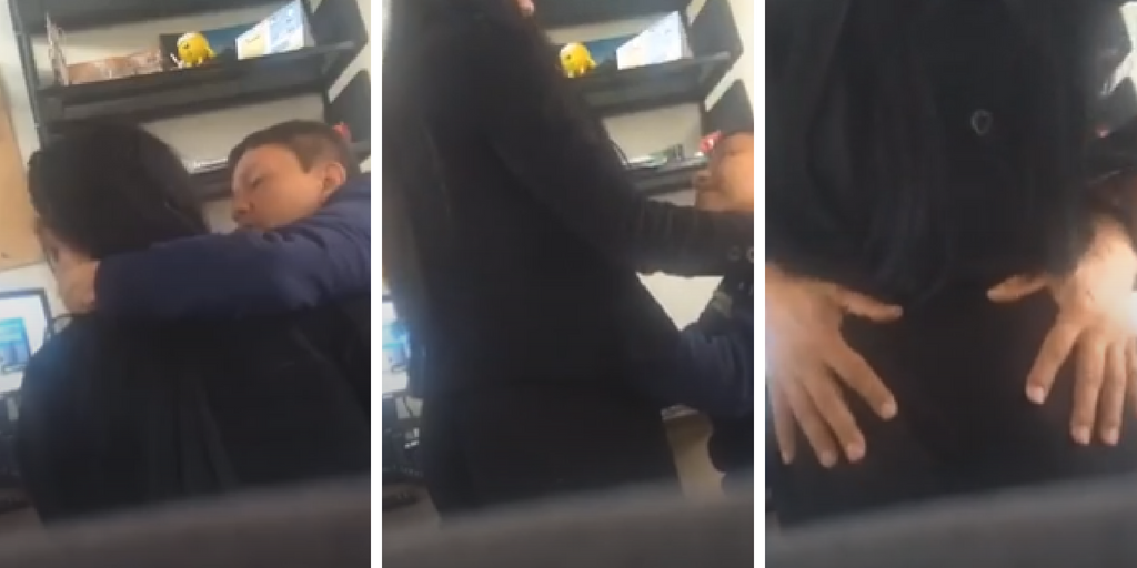 Capturas del vídeo en el que se ve cómo el profesor abusa de su alumna