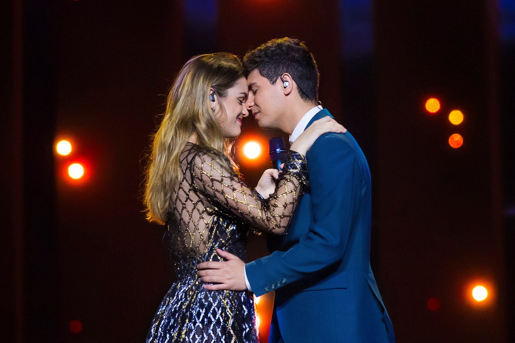  Amaia y Alfred, los representantes españoles de Eurovisión, durante su segundo ensayo en el Altice Arena de Lisboa