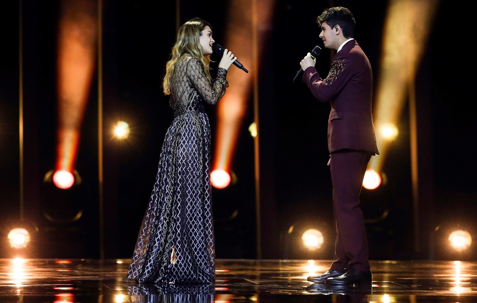 Amaia y Alfred durante su actuación en el Altice Arena de Lisboa. 