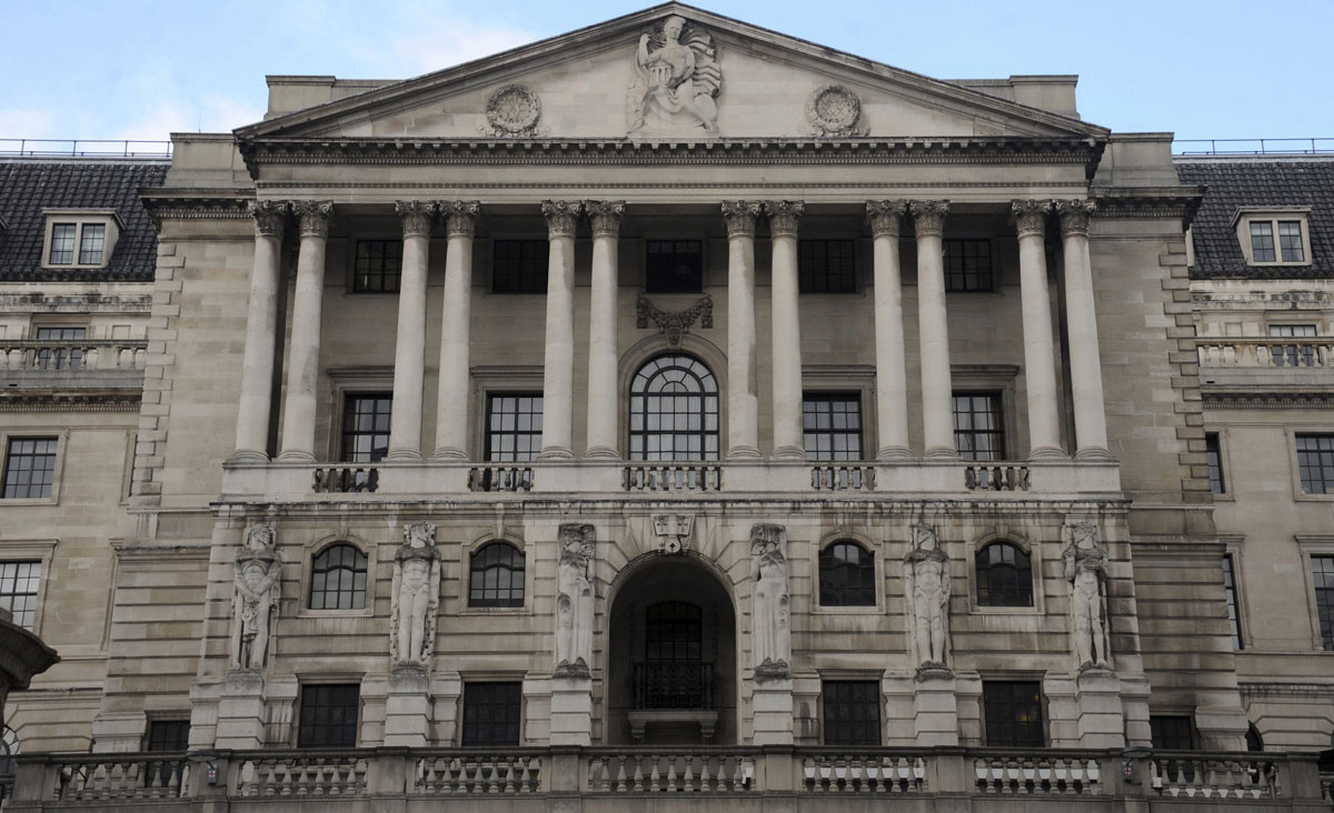 sede del Banco de Inglaterra en el centro de Londres (Reino Unido)