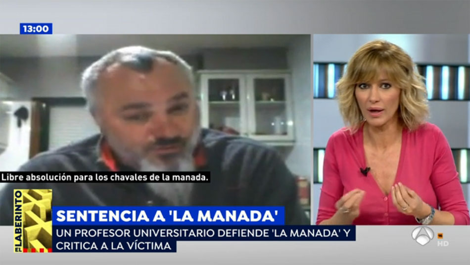 La periodista Susanna Griso hablando sobre el profesor que cuestiona a la víctima de La Manada