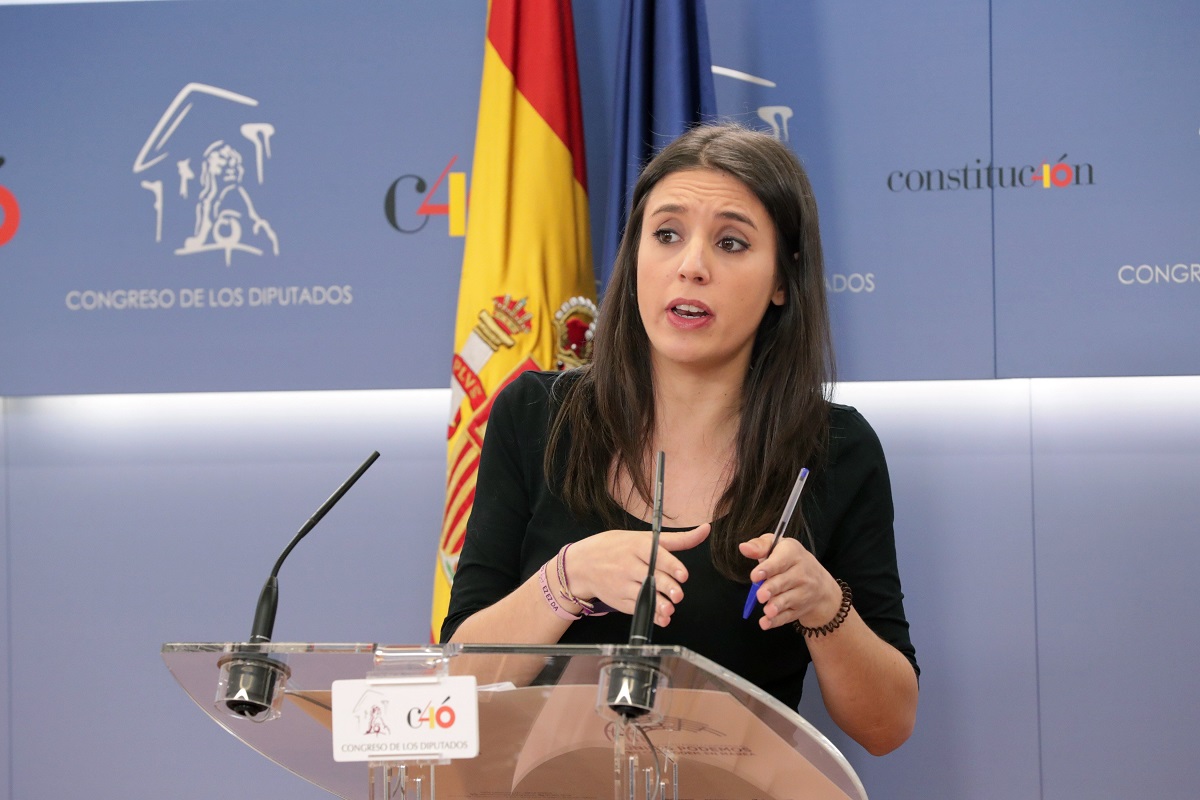 Irene Montero durante una rueda de prensa