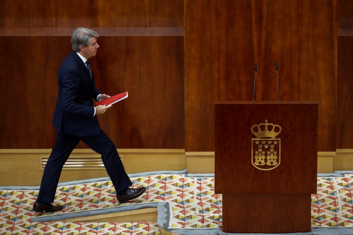 El actual presidente en funciones de la Comunidad de Madrid, Ángel Garrido, durante el pleno de investidura en la Asamblea de Madrid