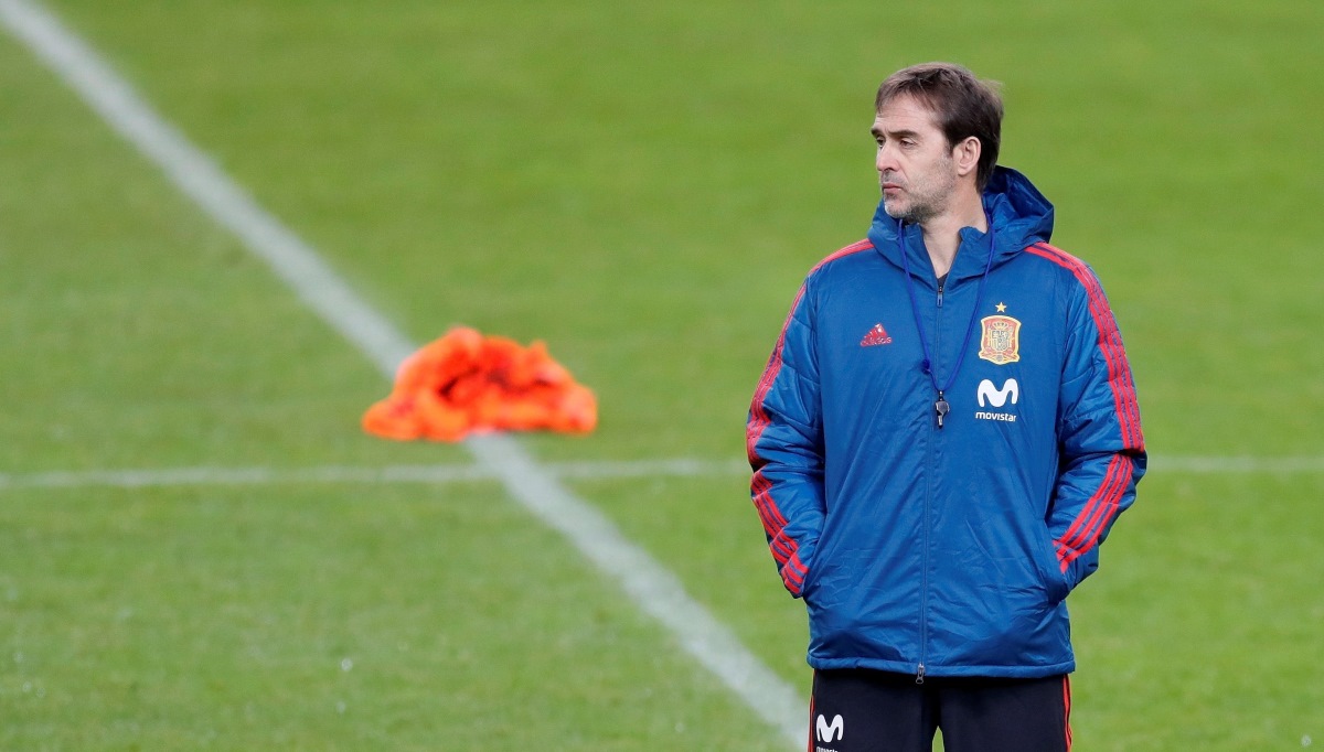 El seleccionador español Julen Lopetegui durante una sesión de entrenamientos