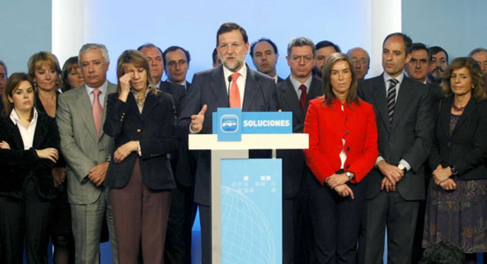 Rueda de prensa del Partido Popular y Mariano Rajoy en Génova cuando se destapó el caso Gürtel.