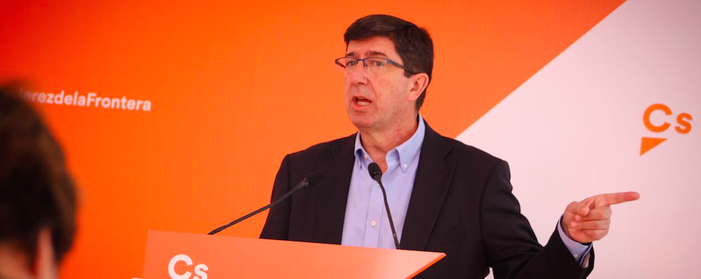 Juan Marín, líder de Ciudadanos Andalucía, en rueda de prensa