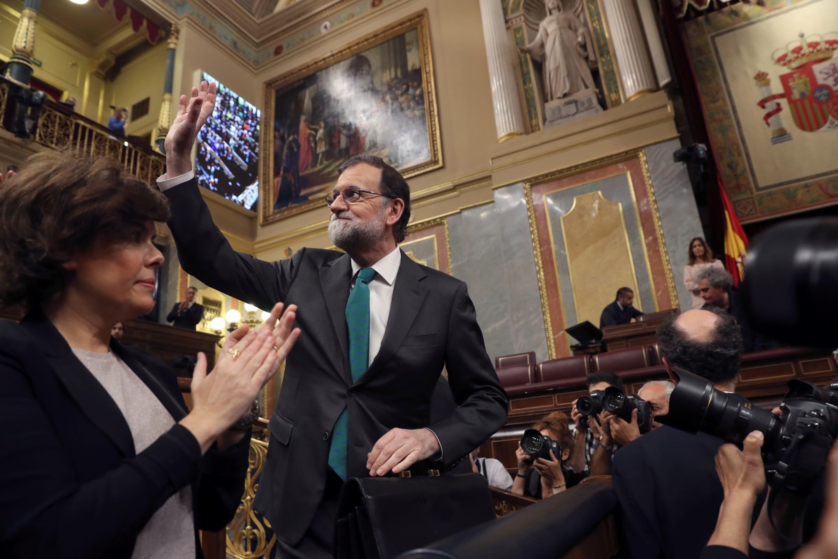 Mariano Rajoy llegando al Congreso como presidente por última vez.