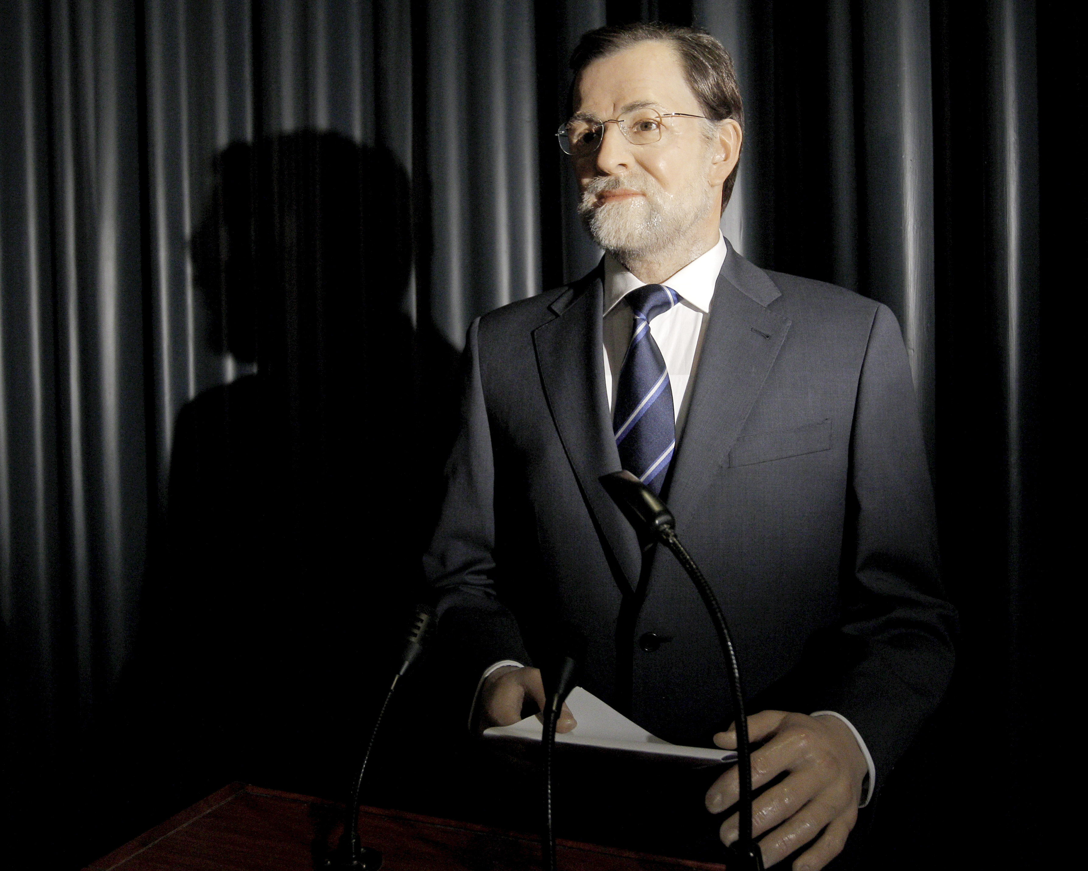La figura del presidente del Gobierno, Mariano Rajoy, en el Museo de Cera de Madrid