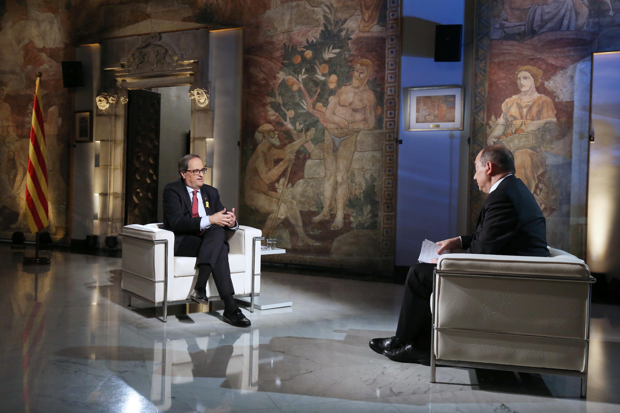 El president de la Generalitat, Quim Torra, ha sido entrevistado por el director de TV3, Vicent Sanchis.