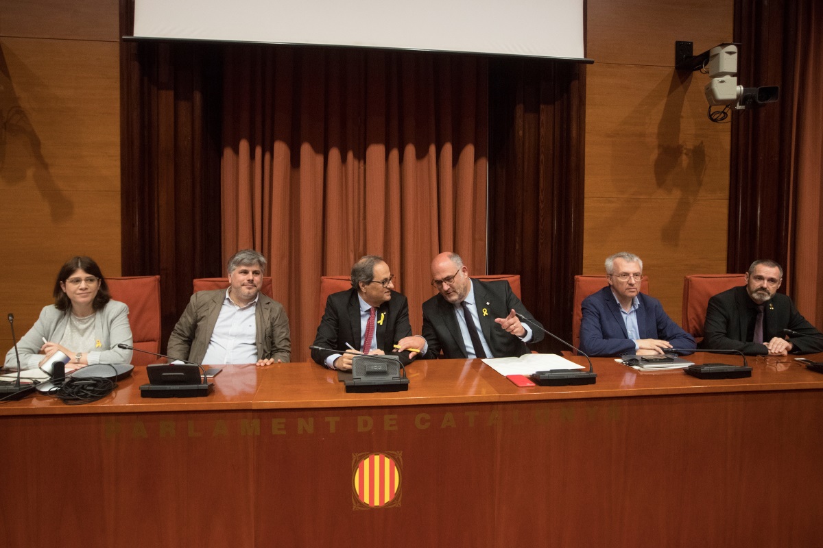 El president de la Generalitat Quim Torra preside la reunión del grupo parlamentario JxCat