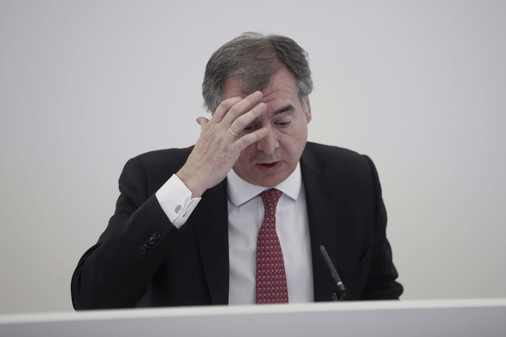 El consejero delegado del Banco Popular, Ignacio Sánchez-Asiaín, durante la rueda de prensa que ha ofrecido en Madrid para presentar los resultados del primer trimestre. 