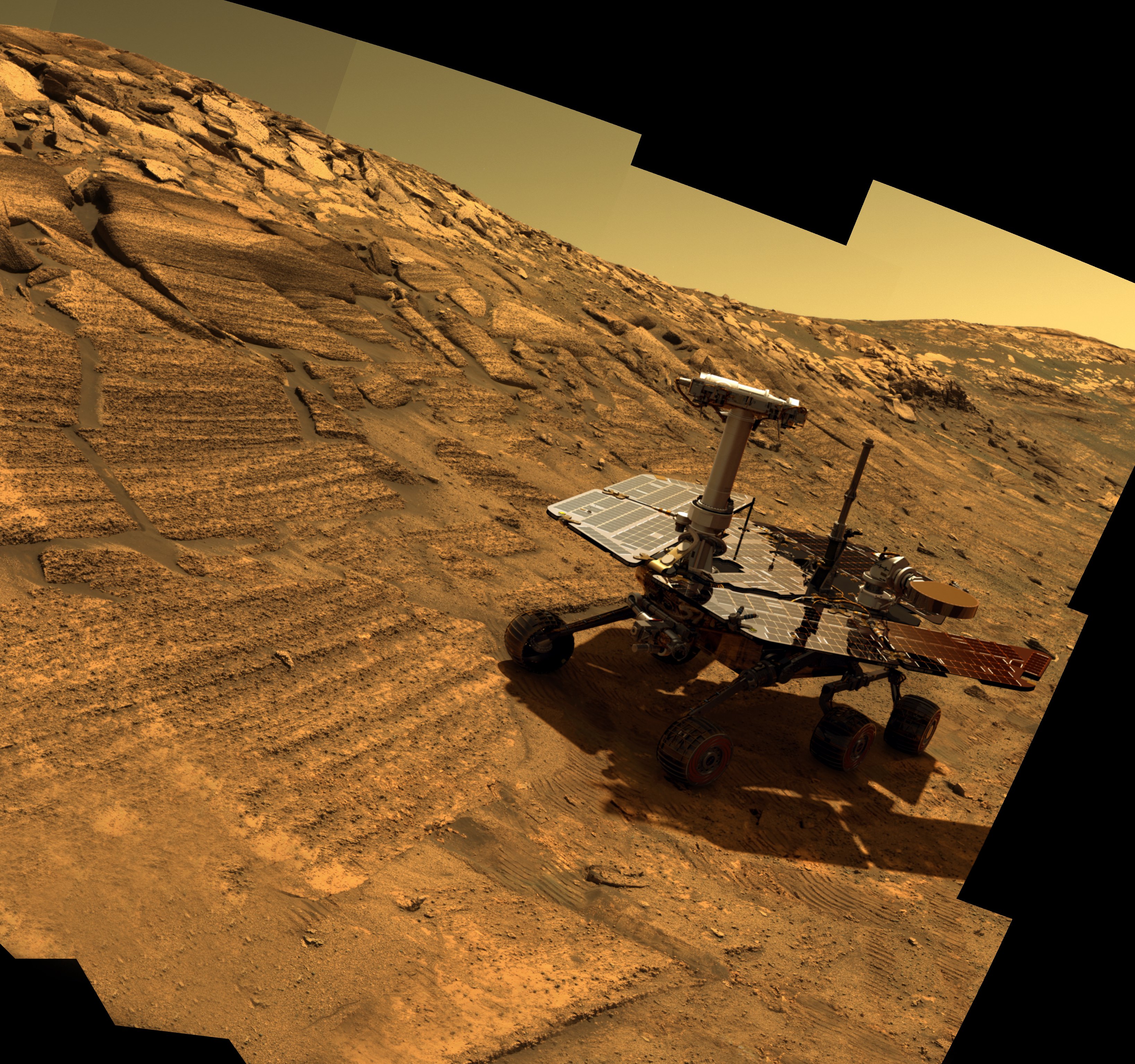 Opportunity, en el cráter Endurance. Foto: NASA
