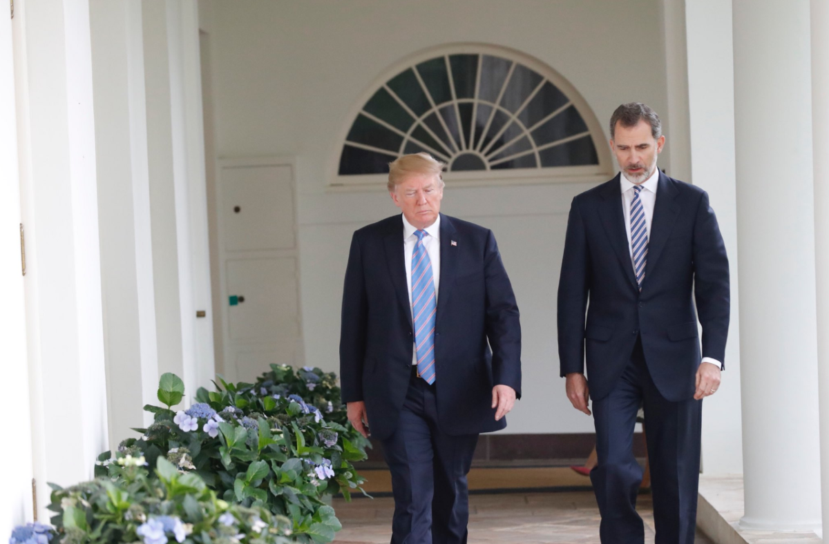 Donald Trump junto al rey Felipe VI en la Casa Blanca