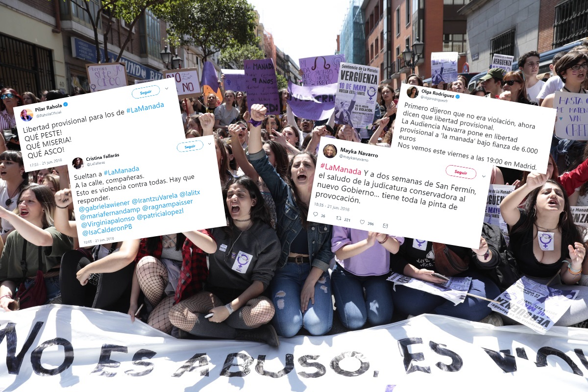 Tuits de periodistas contra la libertad de La Manada