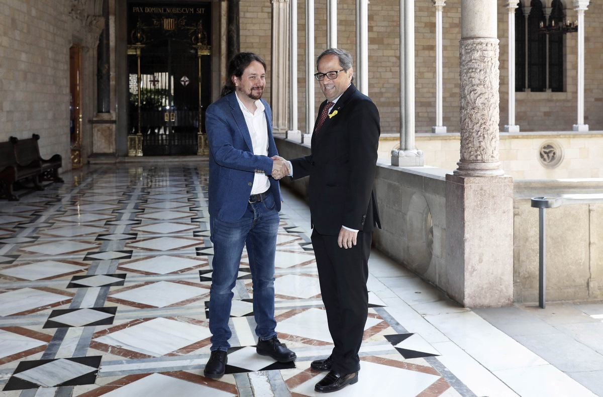 Quim Torra ha recibido el líder de Podemos en el Palau de la Generalitat.