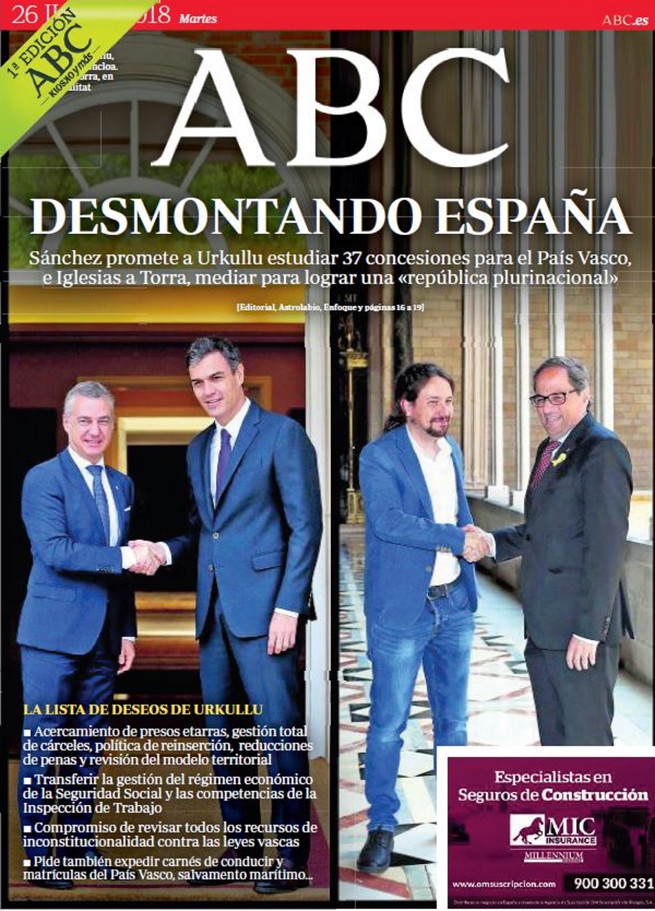 Portada de ABC Desmontando España