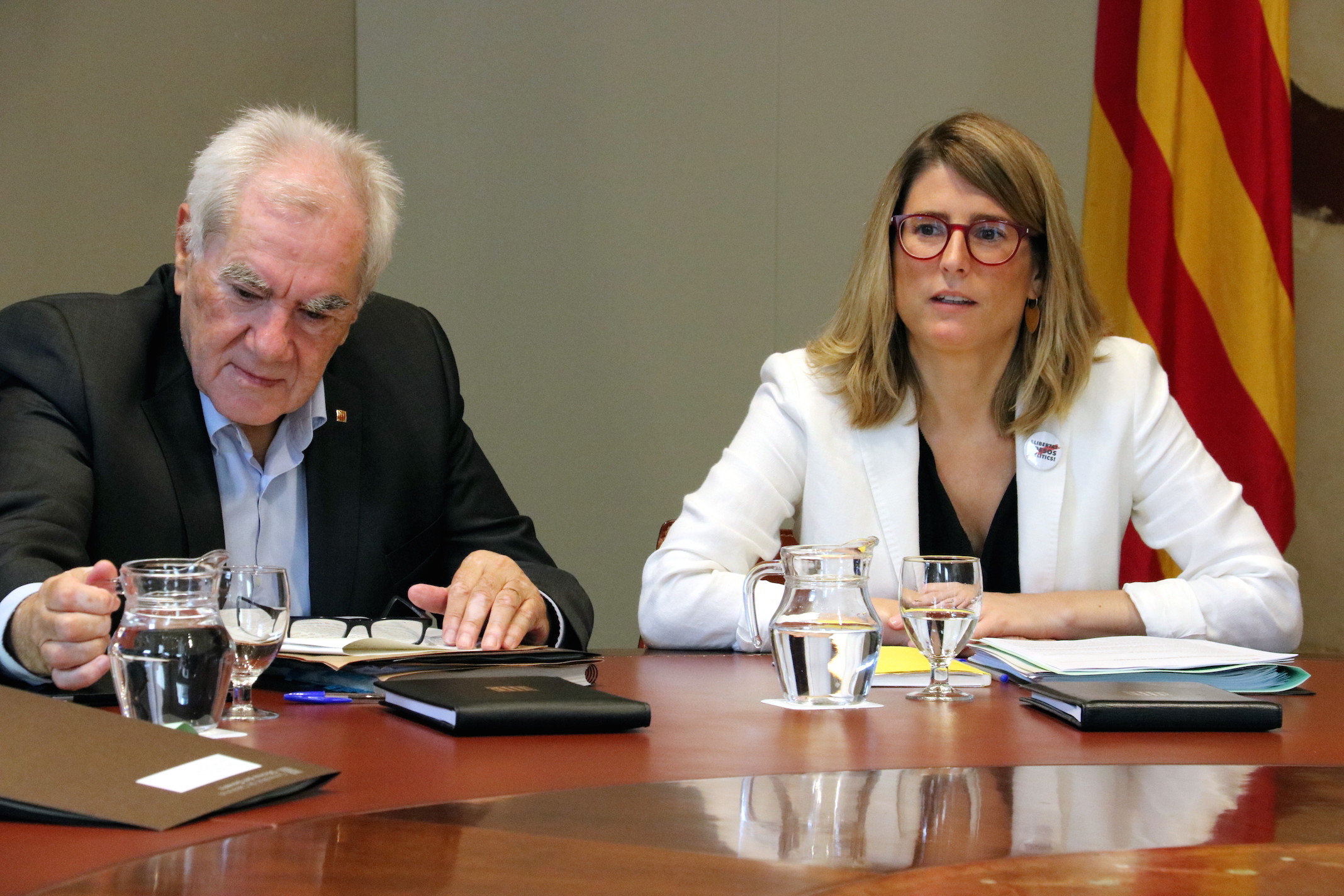 Ernest Maragall y Elsa Artadi en la reunión del Consell Executiu de la Generalitat.