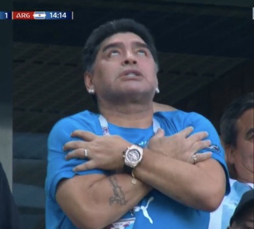 Diego Armando Maradona durante el partido de Argentina contra Nigeria