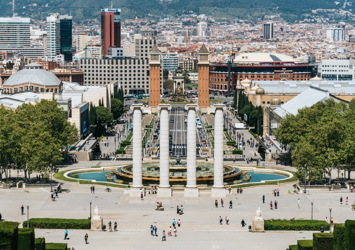 Plaza Cataluña en el centro de Barcelona