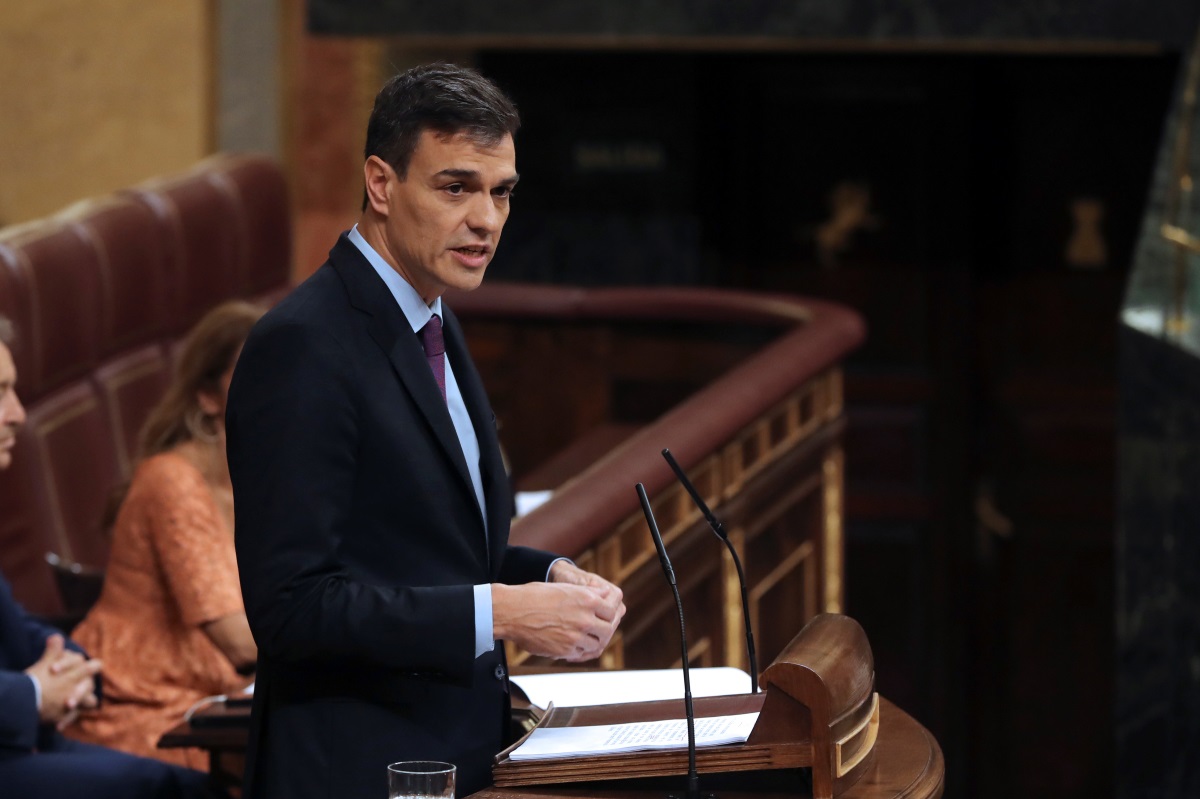 El presidente del Gobierno, Pedro Sánchez, durante su comparecencia en el Congreso fuente EFE