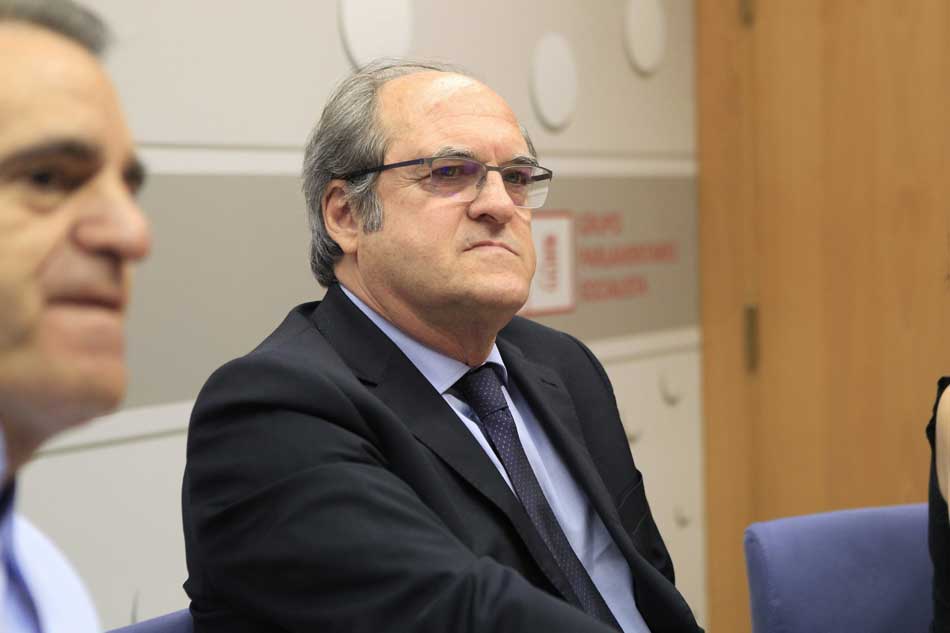 El portavoz del PSOE en la Asamblea de Madrid, Ángel Gabilondo (d), junto al secretario general del partido regional José Manuel Franco