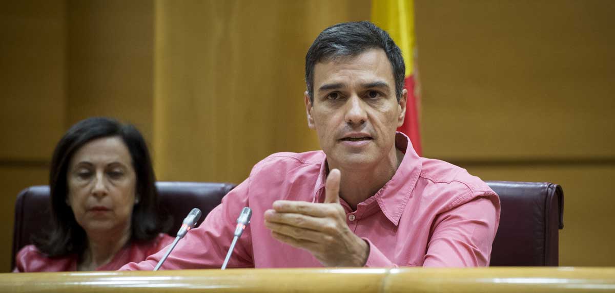 El secretario general del PSOE, Pedro Sánchez, preside en el Senado la reunión del grupo parlamentario socialista. EFE