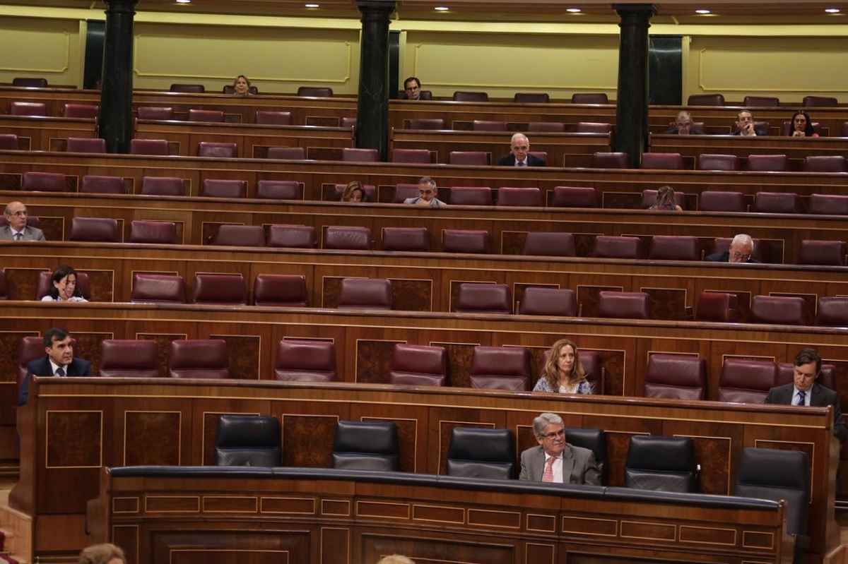 La bancada del PP vacía durante la intervención de Alberto Garzón en la moción de censura