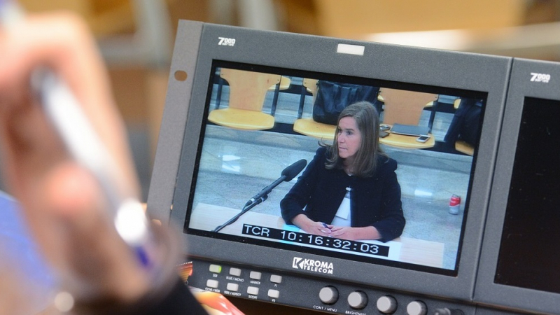 Vista de Ana Mato a través de un monitor fuente EFE