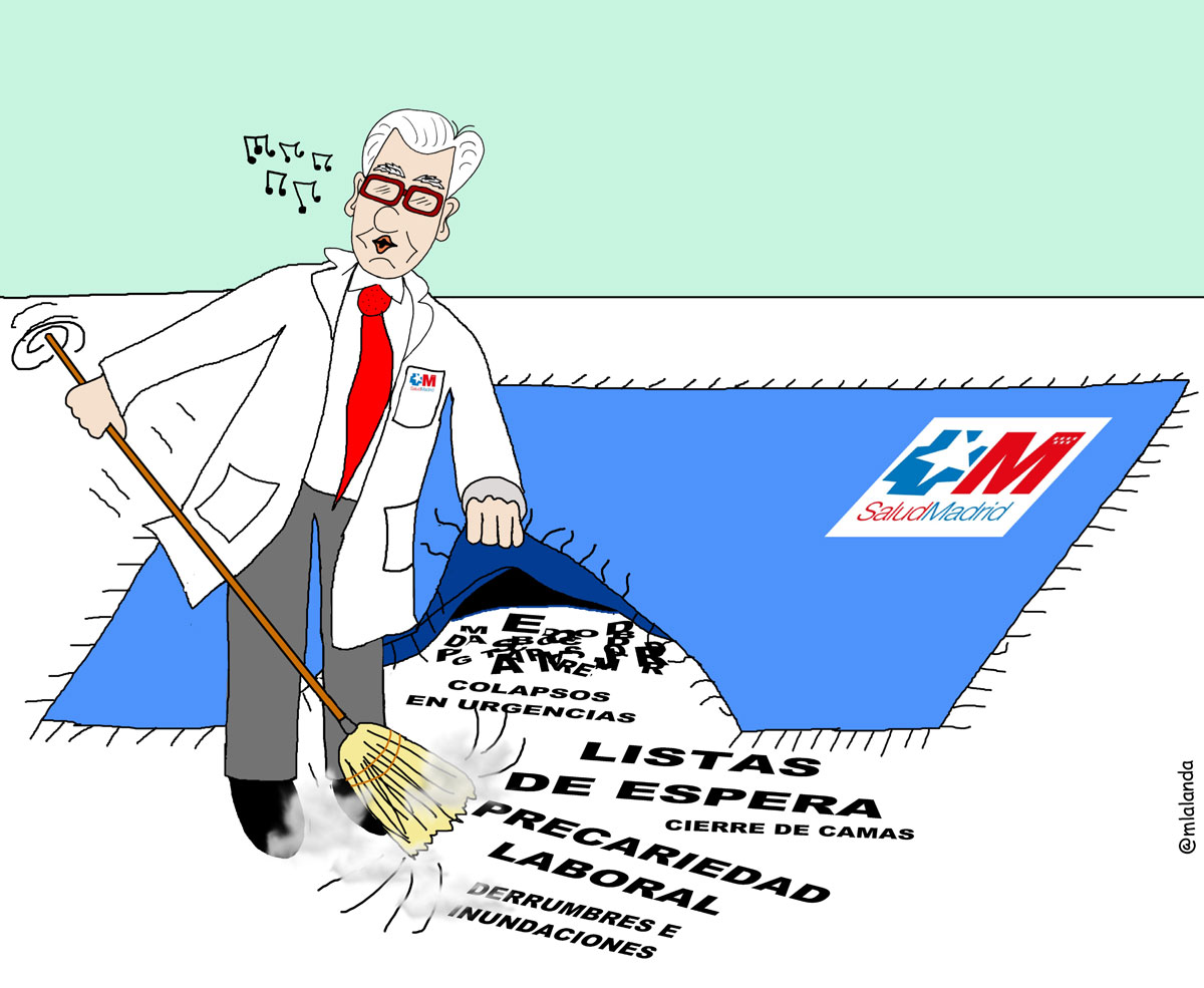 Caricatura del concejal de Sanidad, Jesús Sánchez Martos, 'limpiando su casa'