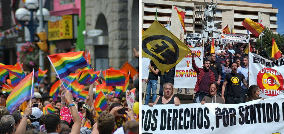 Manifestación del Orgullo Gay y manifestación neonazi en Murcia