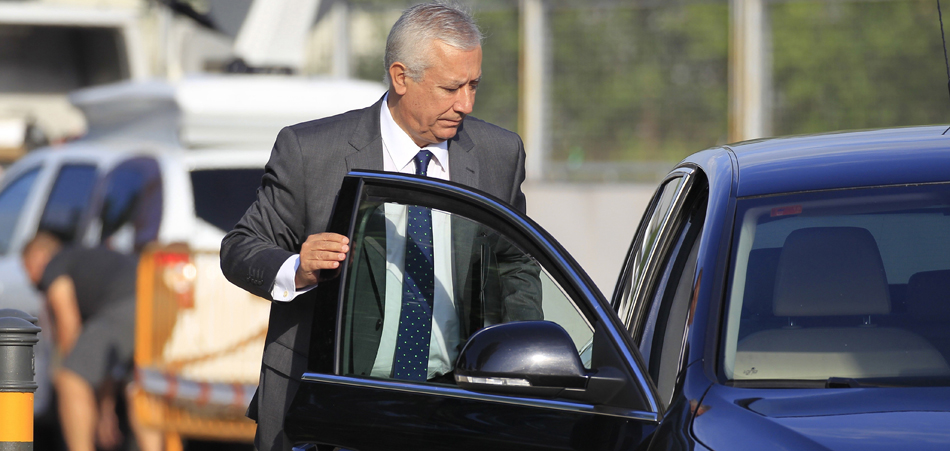 El ex secretario general del PP, Javier Arenas, a su llegada a la Audiencia Nacional en San Fernando de Henares