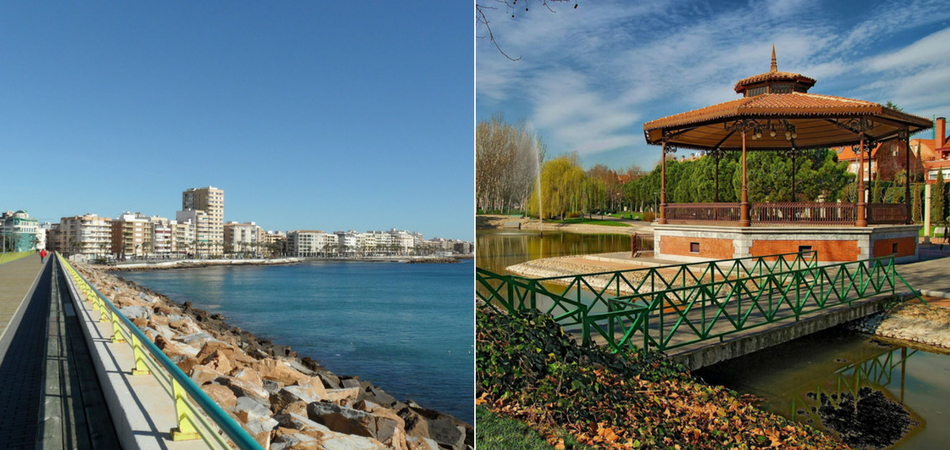 Paseo marítimo de Torrevieja(izq) y parque en Pozuelo de Alarcón(der)