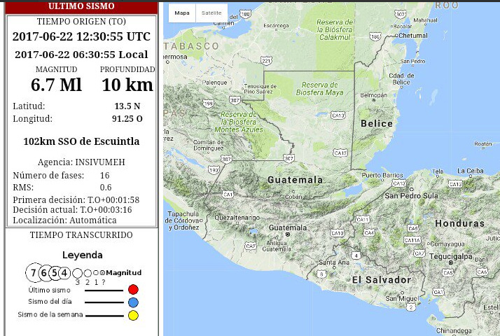Un terremoto de 6,8 sacude la costa de Guatemala