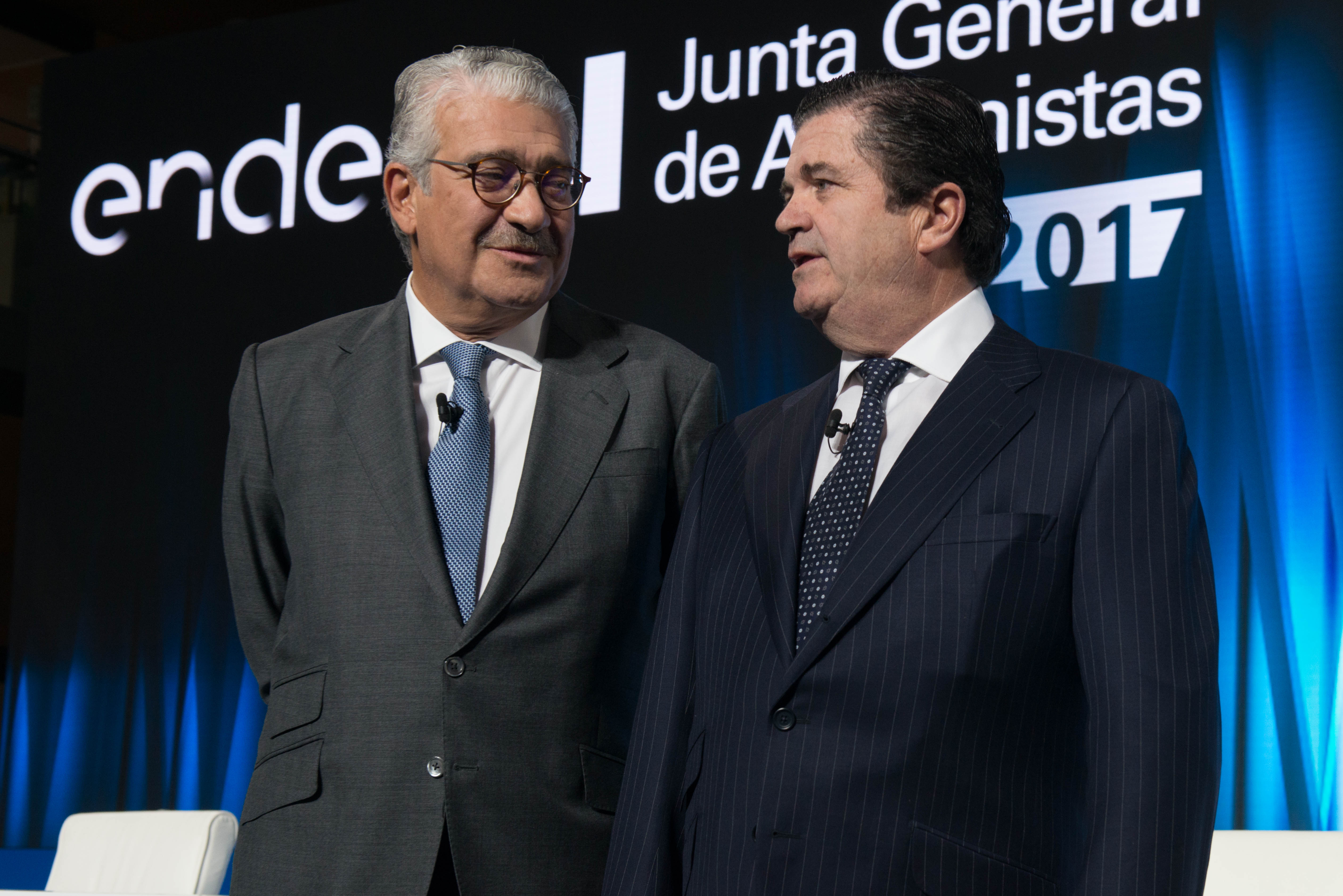 José Bogas, consejero delegado, y Borja Prado, presidente de Endesa, en la Junta de Accionistas de 2017