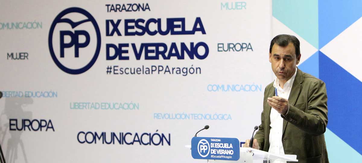 El coordinador general del PP, Fernando Martínez-Maillo, que ha asistido a la inauguración en Tarazona (Zaragoza) de la Escuela de Verano del PP aragonés. 