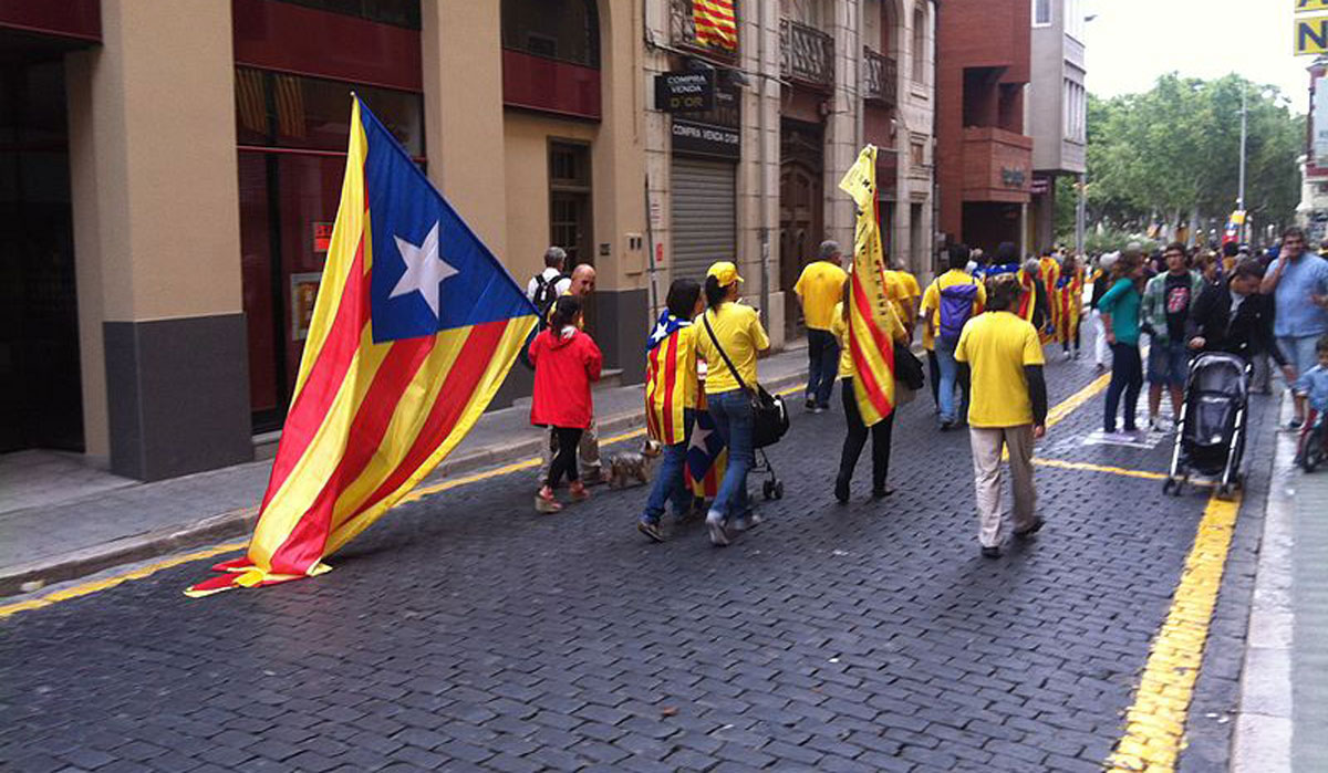 Independentistas catalanes en una manifestación en 2017. 