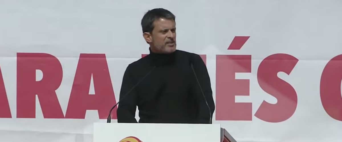 Manuel Valls da un discurso en Barcelona en la manifestación de Societat Civil Catalana.