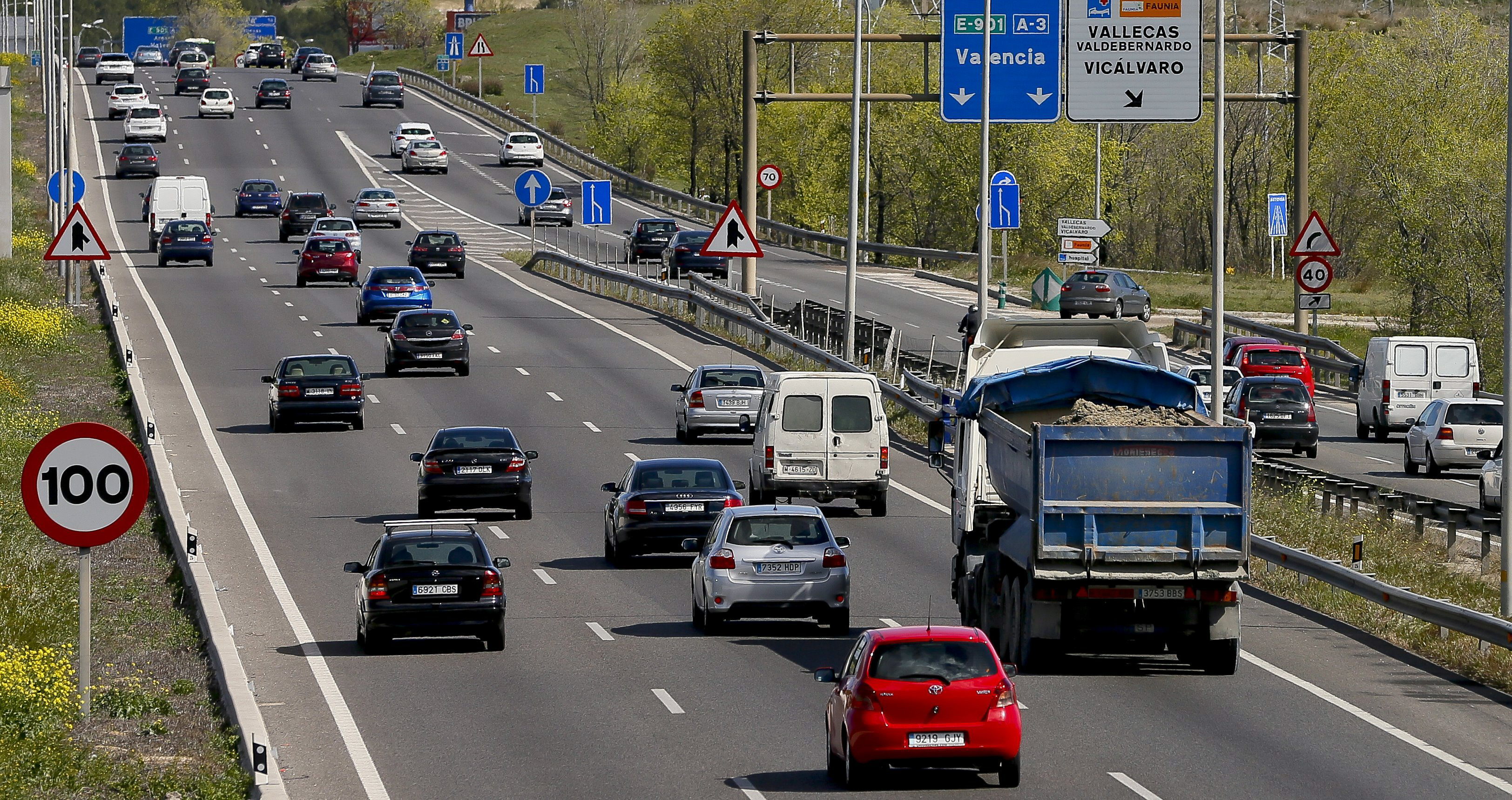 Imagen de la A-3 con retenciones a la altura de Rivas-Vaciamadrid. 