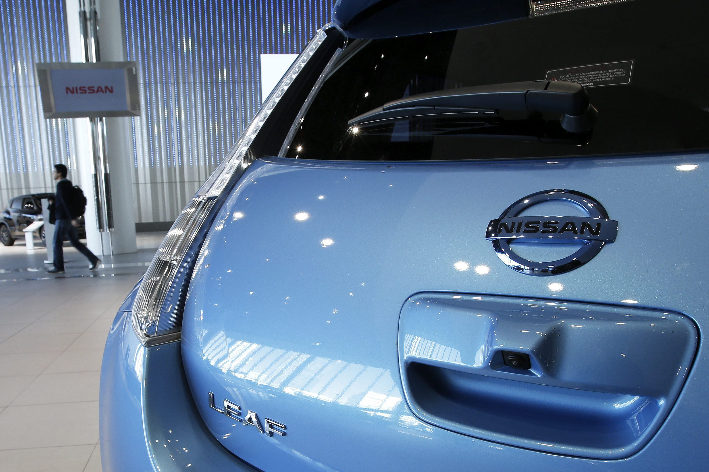 Vista del modelo de coche eléctrico Leaf de la empresa japonesa Nissan Motor. 